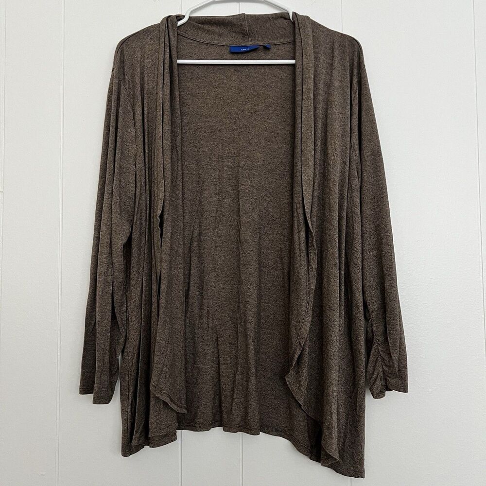 APT 9 Open Front Minimalist Cardigan Sweater Brown Stretch Casual Women's L